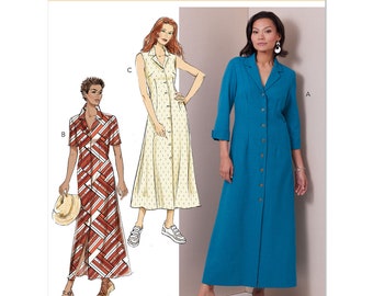 Sewing Pattern for Women's Dress, Shirt Dress, Summer Dress, Button Front Dress, Maxi Dress, V Neck Dress, Butterick 6974, Size 6-14 16-24