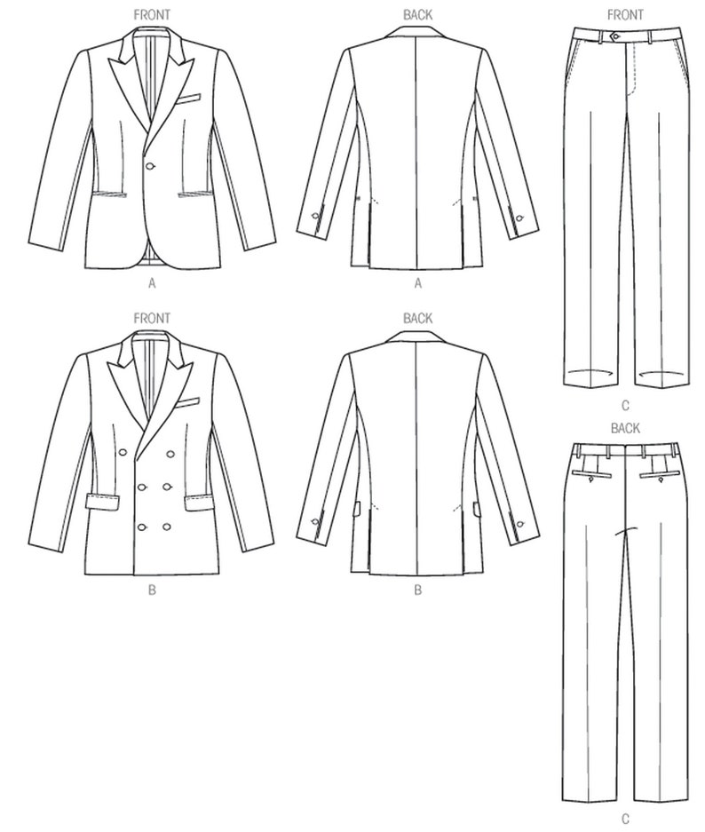 Vogue Sewing Pattern for Men's Suit Jacket and Pants Etsy