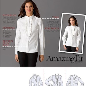 Sewing Pattern for Womens Tops, Button Front Tops, Long Sleeve Tops, Collared Shirt, Simplicity 2339, Size 6-14 14-22, Uncut FF