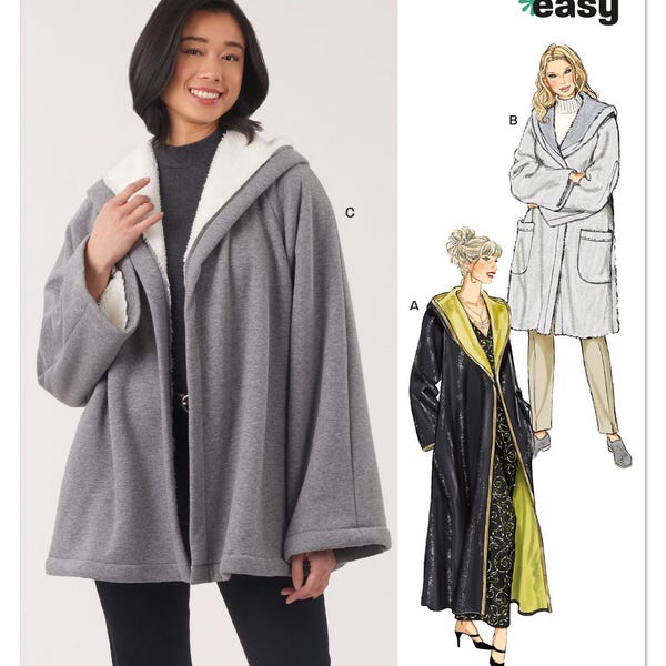 Sewing Pattern for Women's Jacket, Hooded Jacket, Winter Jacket, Shawl Collar Jacket, Long Coat, New Look 6811, Size XS-XL, Uncut FF