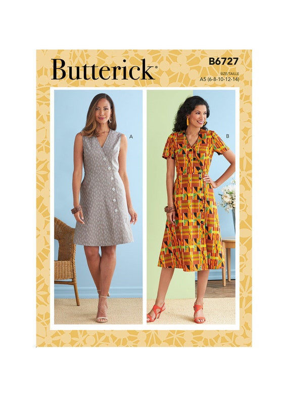 Easy Sewing Pattern for Women s Dress Mock Button Front Summer Dress Pattern Linen Dress Size 6 14 and 14 22 Butterick 6727 Uncut FF Etsy Canada