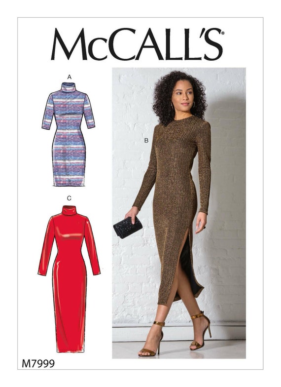 Sewing Pattern for Women's Knit Dress, Bodycon Dress, Fitted Dress, Turtleneck  Dress, Formal Dress, Mccalls 7999, Size XS-XL, Uncut and FF - Etsy