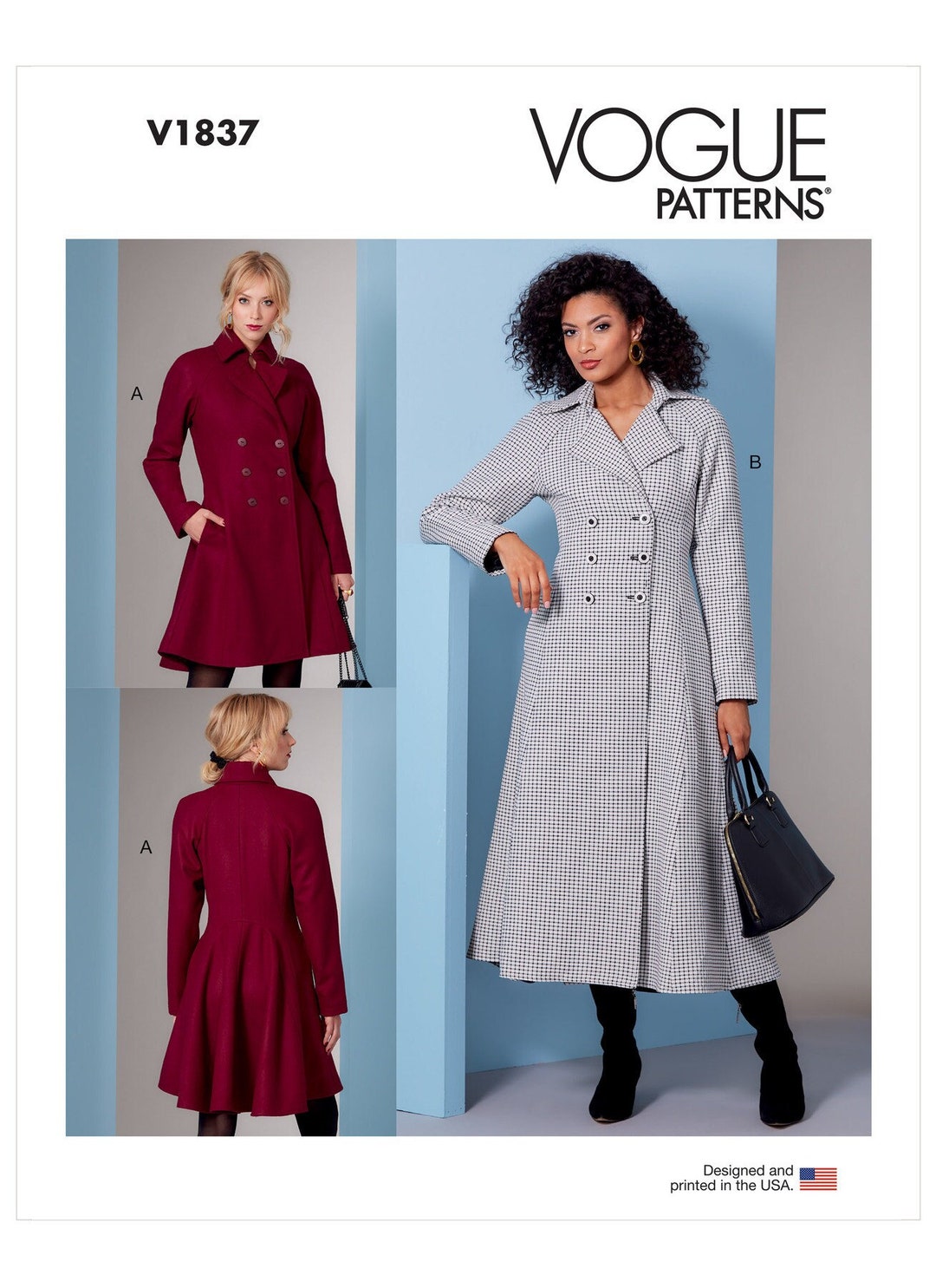 Vogue Sewing Pattern for Womens Jacket, Lined Coat Pattern