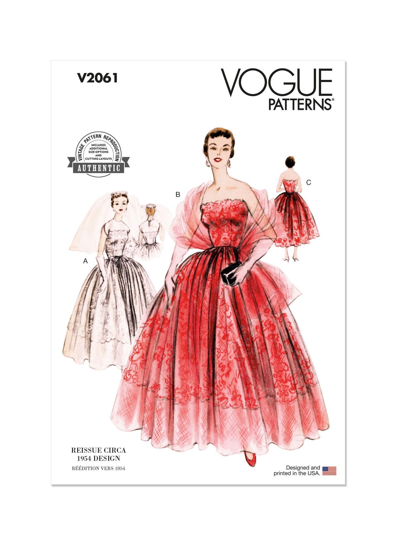 Vogue Sewing Pattern for Women's Dress, Evening Gown, Wedding Dress, Maxi Dress, Prom Dress, Ball Gown, Vogue 2061, Size 8-16 18-26, Uncut