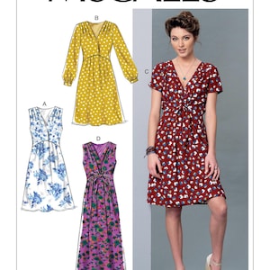 Schnittmuster für Damenkleid, Sommerkleid, Maxi Kleid Pattern, Surplice Kleid, McCall&#39;s 7381, Größe XS-M und L-XXL, Uncut FF