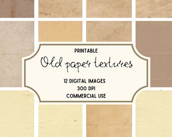 12 alte Papier Texturen, druckbar, Digitales Papier Pack, kommerzielle Nutzung