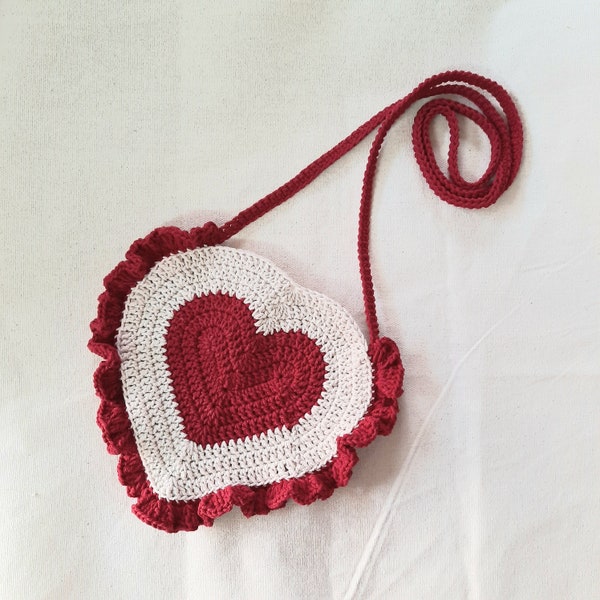 Crochet Pattern Heart Shape Hua-Jai Ruffle Purse Instant Download (PDF/ENG)