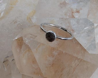 Handmade dainty fine silver textured modern minimalistic stack ring US ring size 5
