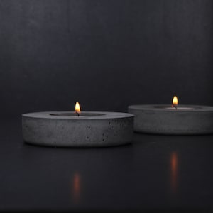 Teelichthalter aus anthrazitfarbenem Beton, moderner Kerzenhalter im Industriestil, Bürodekoration für Herren | EIGHTPLUSE STUDIO