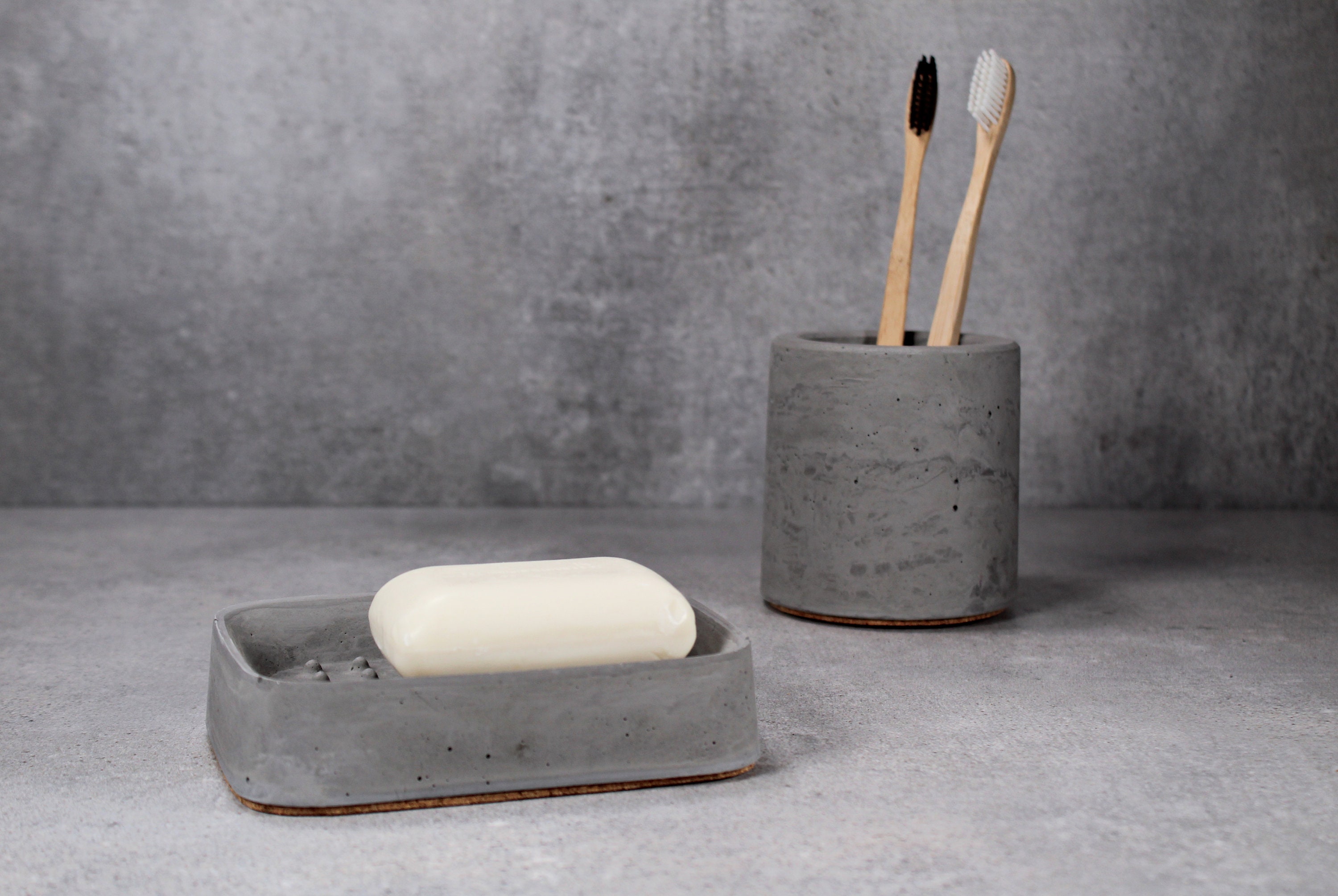 Charcoal Concrete Accessories Set Grey Beton Bath