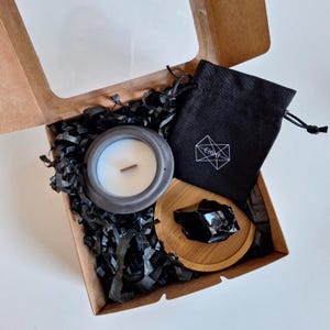 Obsidian | Beton Kerzen-Set | Charcoal schwarzes Kristall Dekor