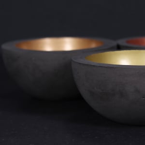 GOLD concrete bowl | Charcoal cooper cement bowl | Modern beton tray | Industrial decor