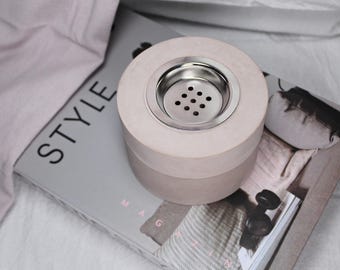 Scandinavian Incense Burner Set: Concrete Bowl & Resin Incense, Minimalist Ritual Smudge Decor