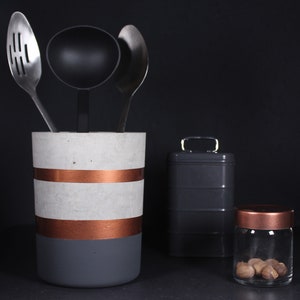 Nordischer Utensilienhalter aus Beton | Skandinavisches Küchenutensil Topf | Zement Tontopf | Modernes Industriedekor