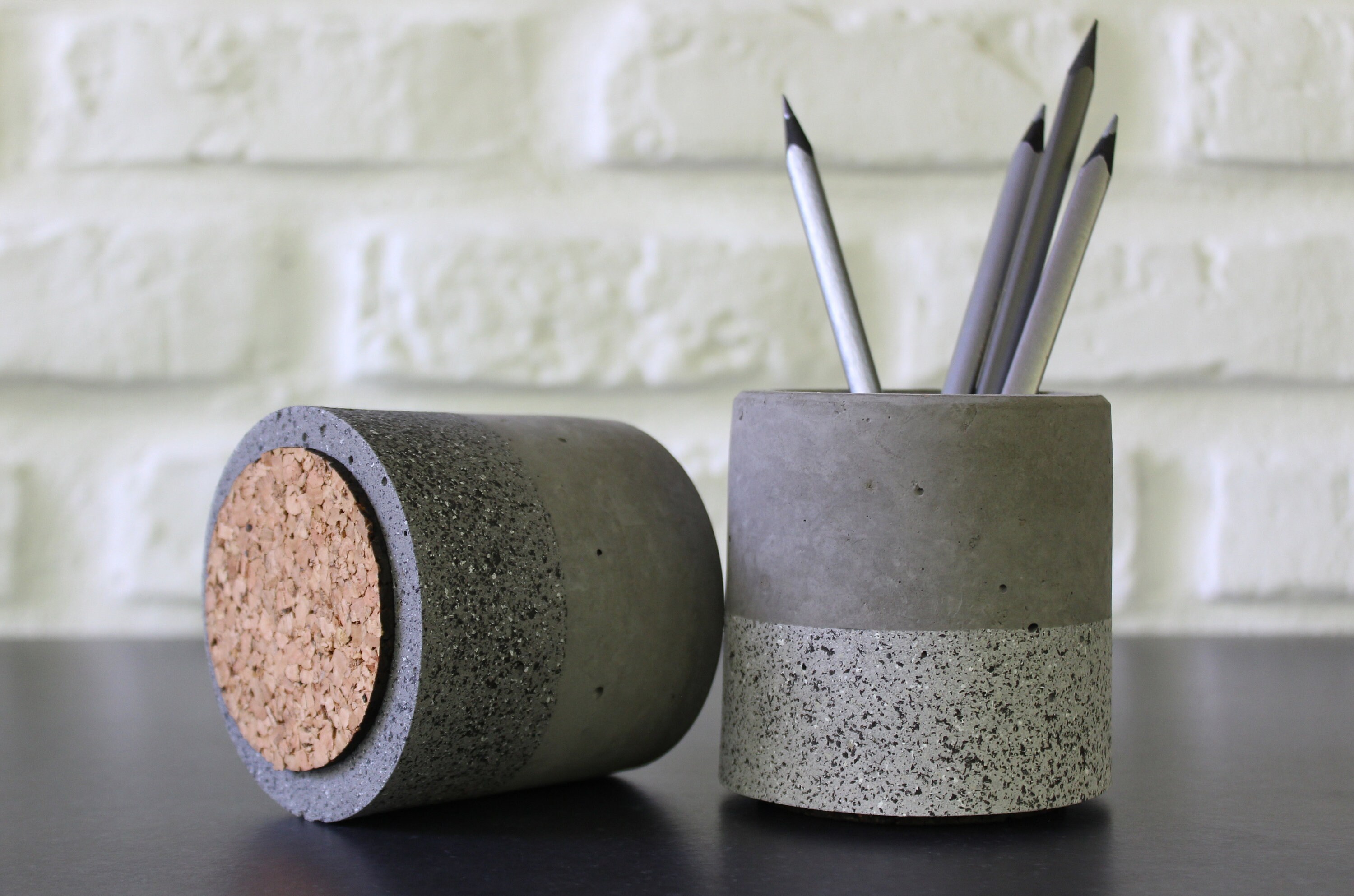 Round Single Pen Stand Concrete Pencil Holder Beton Art Touchpen