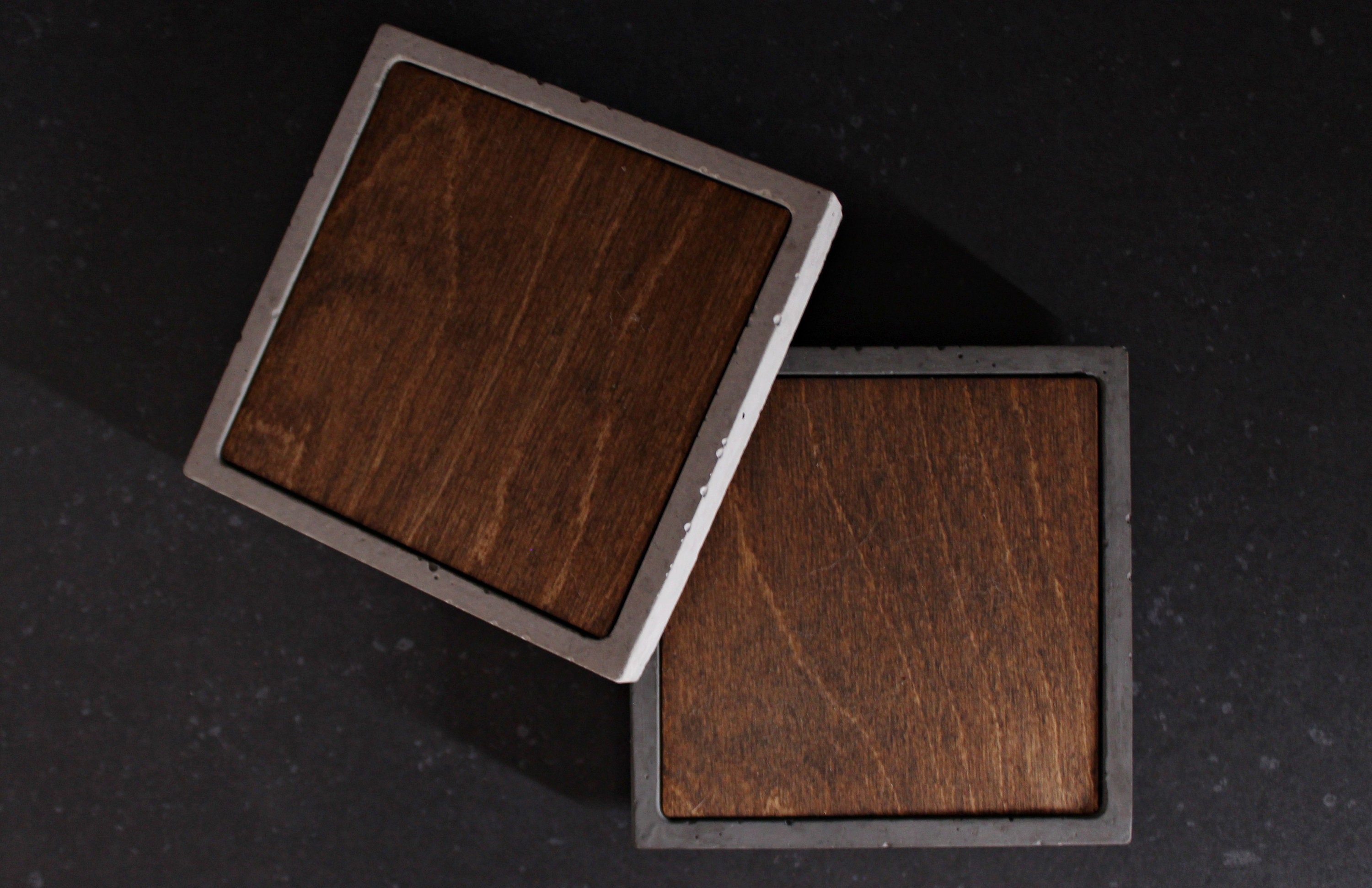 Square Concrete Wood Coasters, Nordic Minimalist Trays, Versatile Desk ...