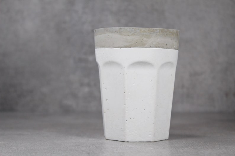 Scandinavian style Cement succulent planter Gery and white concrete planter Double color cup concrete pot Concrete cactus planter