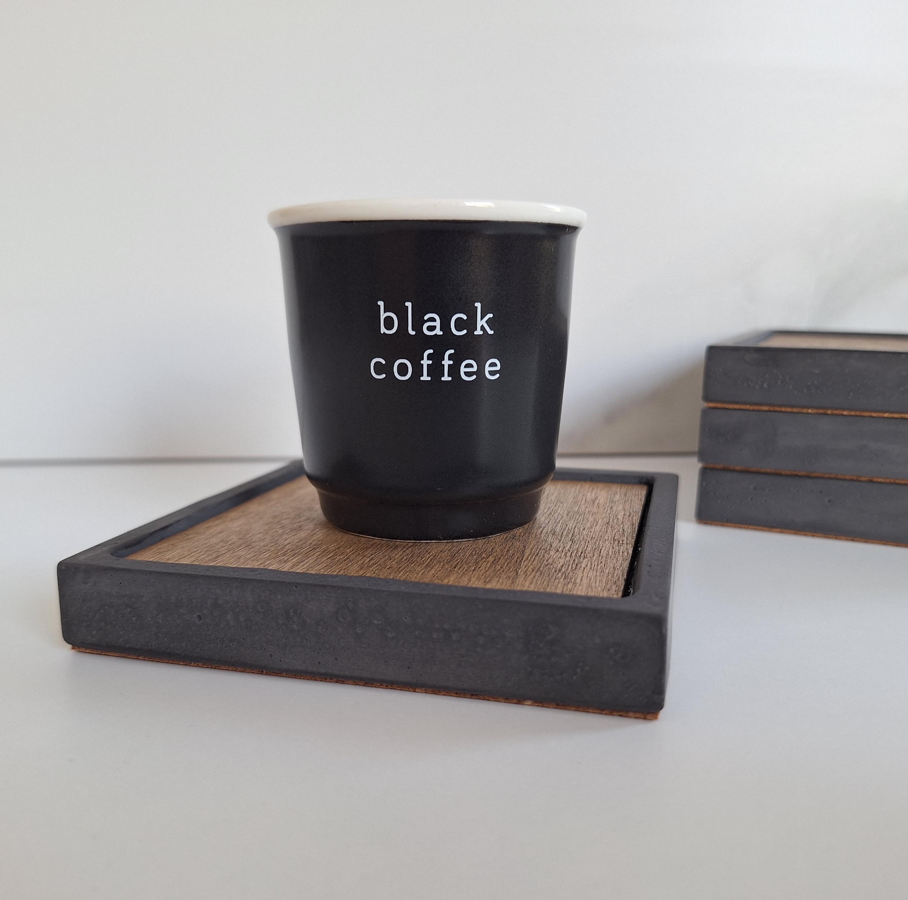 Square Concrete Wood Coasters, Nordic Minimalist Trays, Versatile Desk ...