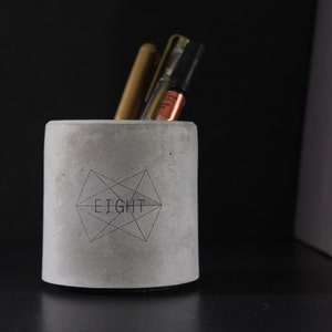 Concrete Pen Holder with Custom Logo: Minimalist Desk Organizer