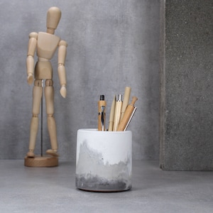 Beton Schreibtisch Organizer, Marmor Effekt Stifthalter, Modernes Büro Accessoire | FLOW KOLLEKTION