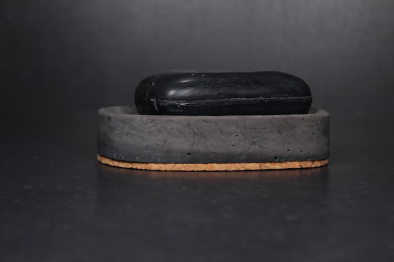 Charcoal Concrete Soap Dish, Nordic Bathroom Organic Holder, Modern Industrial Decor | EIGHTPLUSE STUDIO