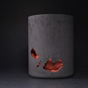 Lava concrete utensil holder | Charcoal copper beton pot | Nordic utensil jar | Scandinavian decor | VOLCANO SERIES