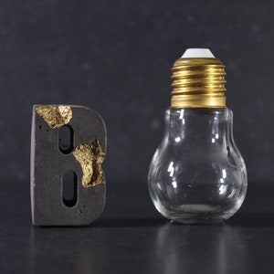 Letras de concreto geodo | Letras de concreto dourado | Letras personalizadas | Iniciais em pedra carvão | Decoração de prateleira personalizada | SÉRIE DOURADA