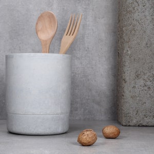 SCANDINAVIAN concrete utensil pot | Nordic cement holder | Industrial storage pot | Modern decor