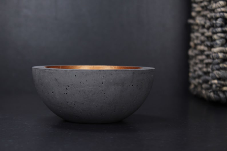 Concrete Bowls Grey & Cooper Cement Gold Bowls Modern Etsy