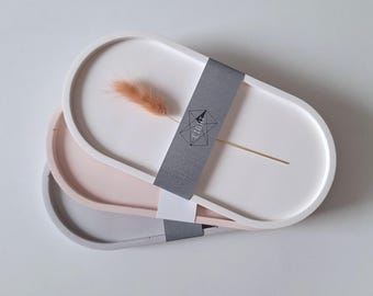 Handmade Concrete Oval Tray: Scandinavian Jewelry Display