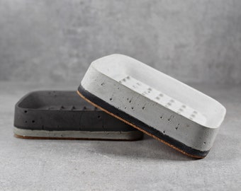 Double color concrete soap dish | Rectangular concrete soap holder | Cement soap tray | Concrete bathroom accessories | Scandi decor