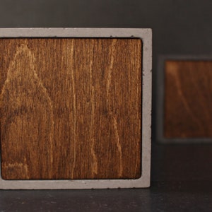 WOOD concrete drink coasters | Square beton coasters | Cement coasters | Modern industrial decor