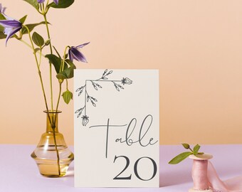 Wedding table numbers, Table Numbers, Simple Table Numbers, Reception Table Numbers, Floral Design, Minimalistic, Digital Download