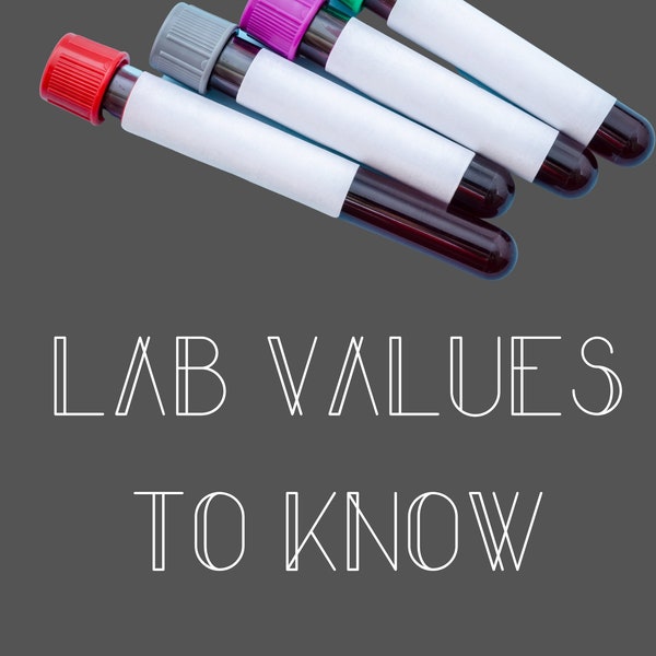 Lab Value Nursing Cheat Sheet, Nursing student study guide, NCLEX Lab Prep, New grad nurse book study Tools