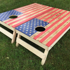 Distressed American Flag Cornhole Board - Patriotic Cornhole, Flag Cornhole Boards, American Cornhole, American Flag Boards