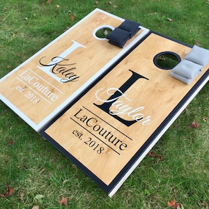 Wedding Cornhole Boards - Pro Quality, Wedding Cornhole, Monagrammed Cornhole, Hand Painted, Customized Cornhole, Baggo