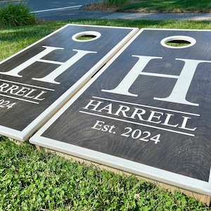 Wedding Cornhole Boards - Black Stain Customized Wedding Cornhole Boards, Regulation Size Pro Quality