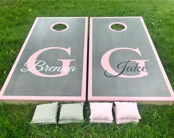 Wedding Cornhole Boards - Pro Quality, Wedding Cornhole, Monagrammed Cornhole, Hand Painted, Customized Cornhole, Baggo