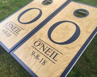Wedding Cornhole Boards - Wedding Cornhole, Monagrammed Cornhole, Hand Painted Boards, Customized Cornhole, Custom Bag Toss, Marriage Baggo