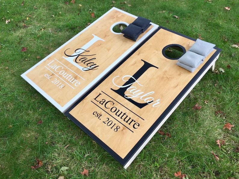 Wedding Cornhole Boards - Wedding Cornhole, Monagrammed Cornhole, Hand Painted Boards, Customized Cornhole, Custom Bag Toss, Marriage Baggo 