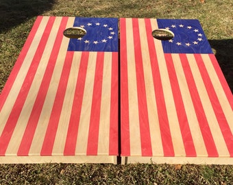 Betsy Ross Flag Cornhole Boards - Patriotic Cornhole, Flag Cornhole Boards, American Cornhole, American Flag Boards