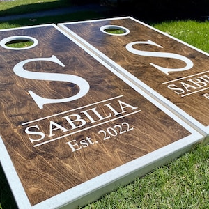 Wedding Cornhole Boards - Pro Quality, Wedding Cornhole, Monagrammed Cornhole, Hand Painted, Customized Cornhole, Baggo