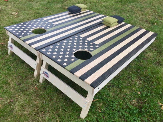 Thin Green Line American Flag Cornhole Board Set