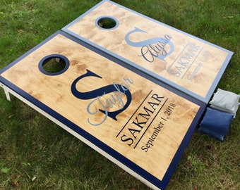 Wedding Cornhole Boards - Pro Quality, Wedding Cornhole, Monagrammed Cornhole, Hand Painted, Customized Cornhole, Baggo