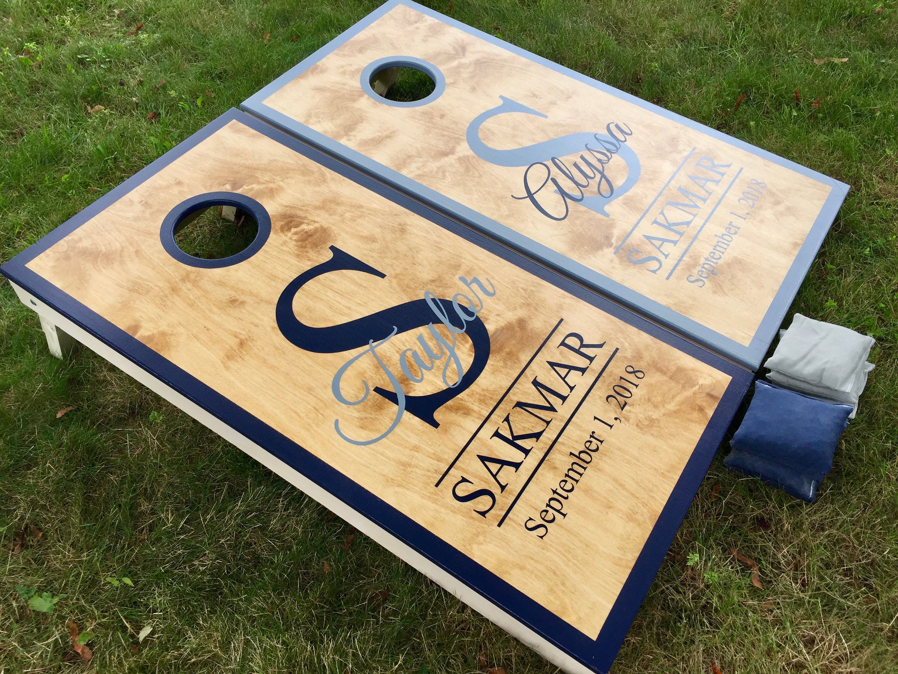 Wedding Cornhole Boards Wedding Cornhole Monagrammed Etsy