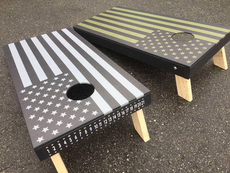 American Flag Bag Toss Game Camo Colors American Flag Cornhole Boards Military Cornhole Hand Painted Cornhole Camouflage Cornhole