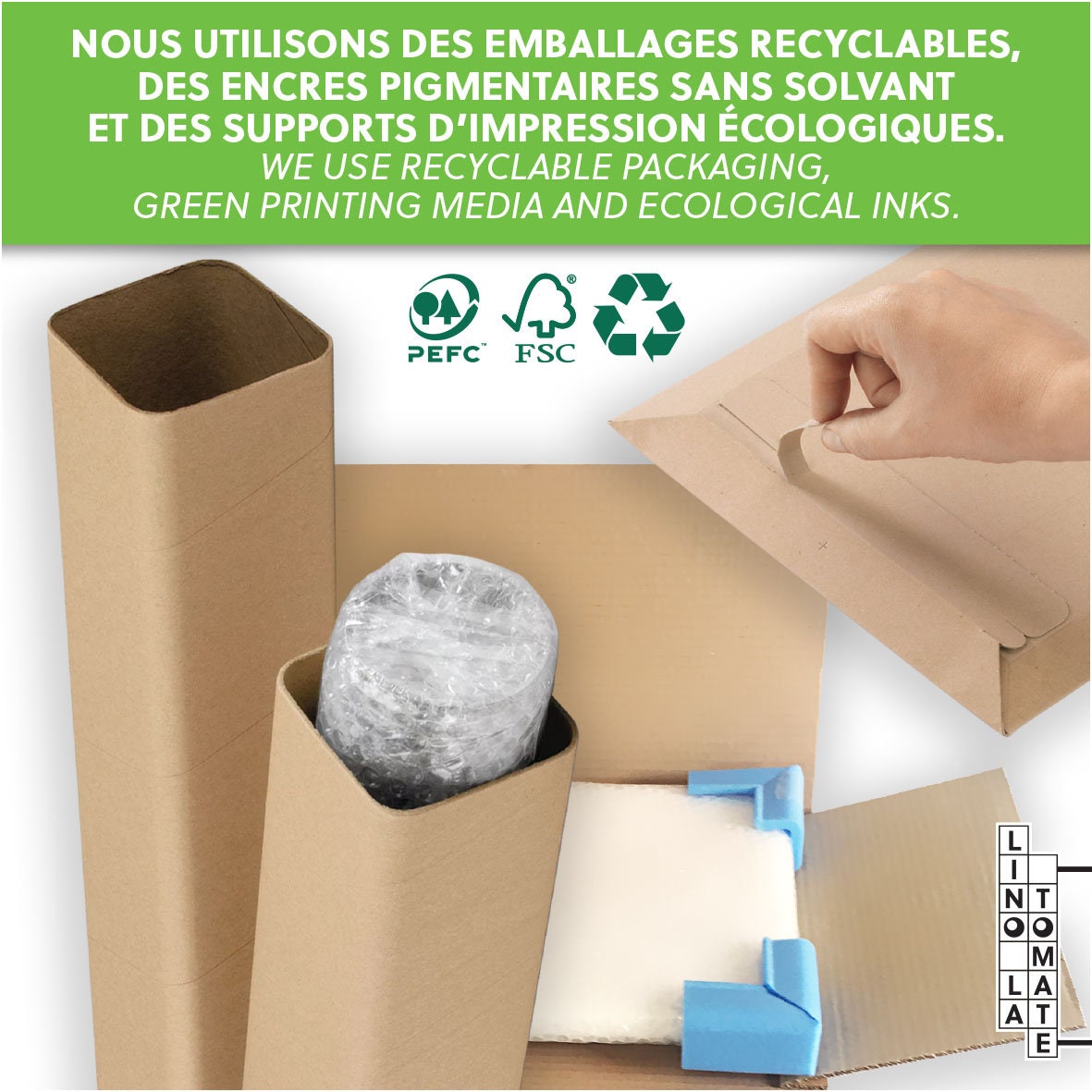 Gamme Feel Green : Emballages recyclés écologiques.
