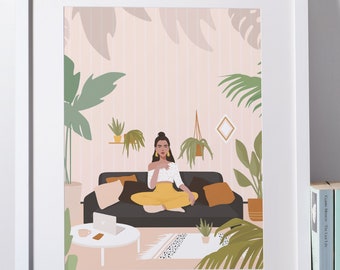 Plant Lady Art Print, Plant Lady Wall Art, Plant Lady Gift, Plant Lover Art, Feminine Art Print, Feminist Art Print, Feminism Wall Art