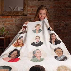 Feminist Gift, Feminism Empowering Women Blanket, Gift for Teen Girl, Iconic Women In History Gift Blanket, Feminist Art
