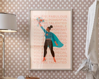 Black Feminism Poster, Black Girl Power Art Print, Black History Month Art, Black Pride, For Girls Room, For Nursery